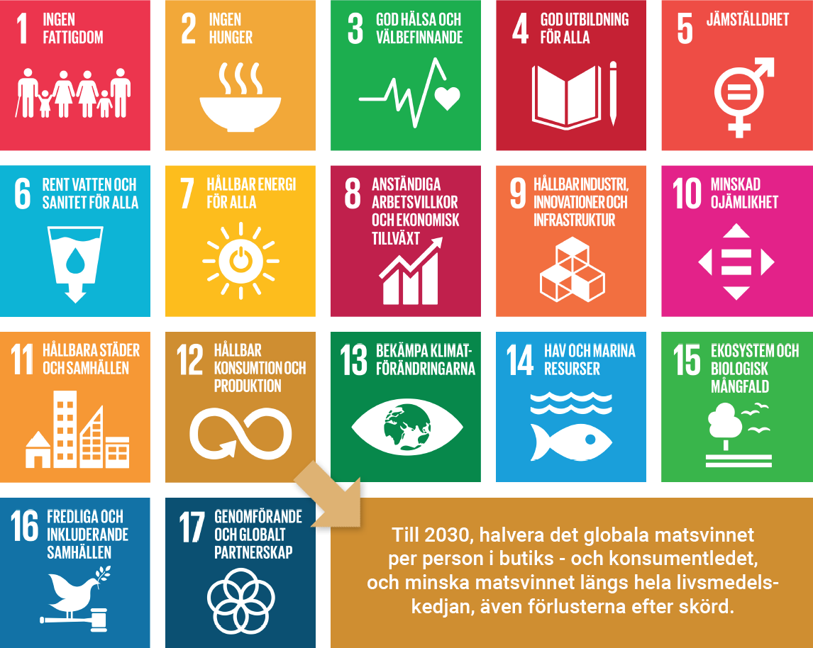 Presentation av samtliga EU's globala mål samt en proklamation om hur man ska halvera det globala matsvinnet till 2030.